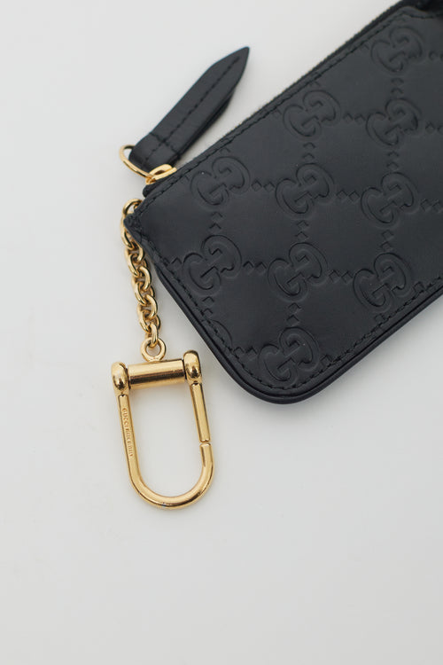 Gucci Black Leather Guccissima Key Coin Purse