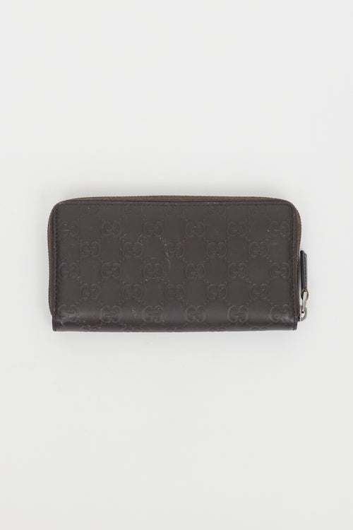Gucci Brown Leather Guccissima Zip Wallet