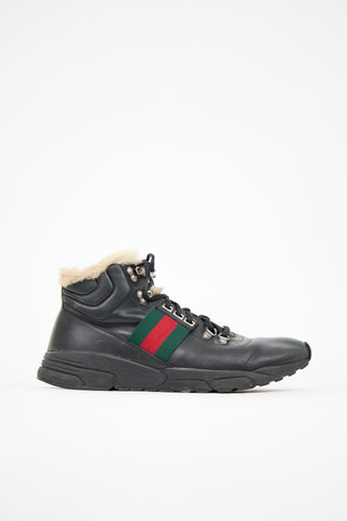 Gucci Leather & Shearling Sneaker