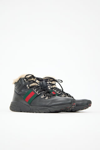Gucci Leather & Shearling Sneaker