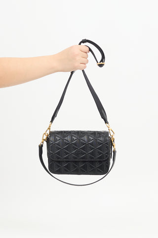 Lacoste Black Embossed Leather Maheki Bag