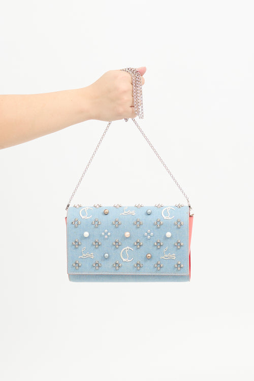 Christian Louboutin Light Wash Denim Paloma Studded Bag