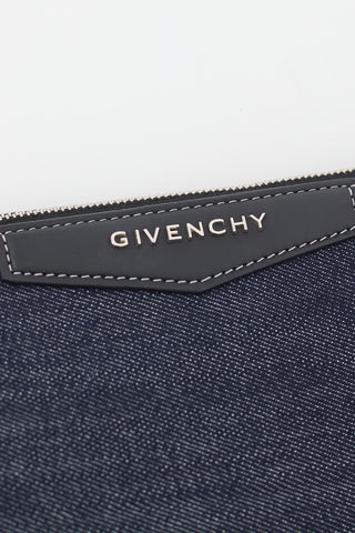 Givenchy Dark Wash Denim & Leather Antigona Pouch