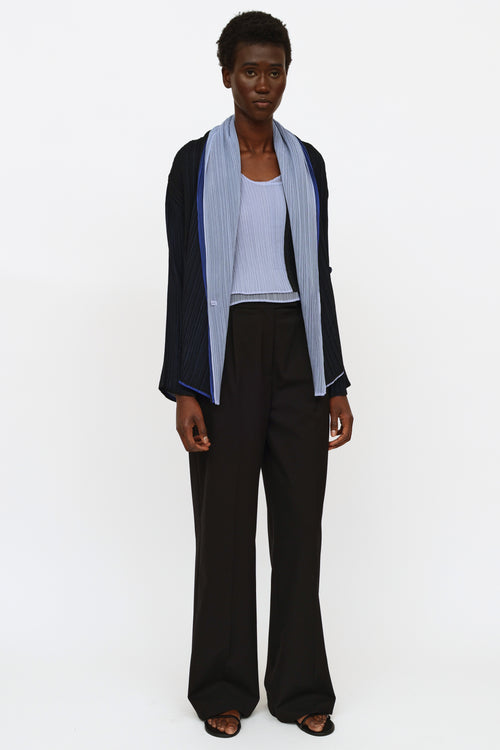 Issey Miyake Navy & Blue Pleated Cardigan