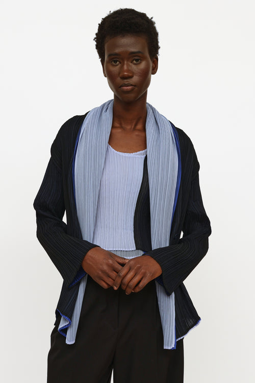 Issey Miyake Navy & Blue Pleated Cardigan