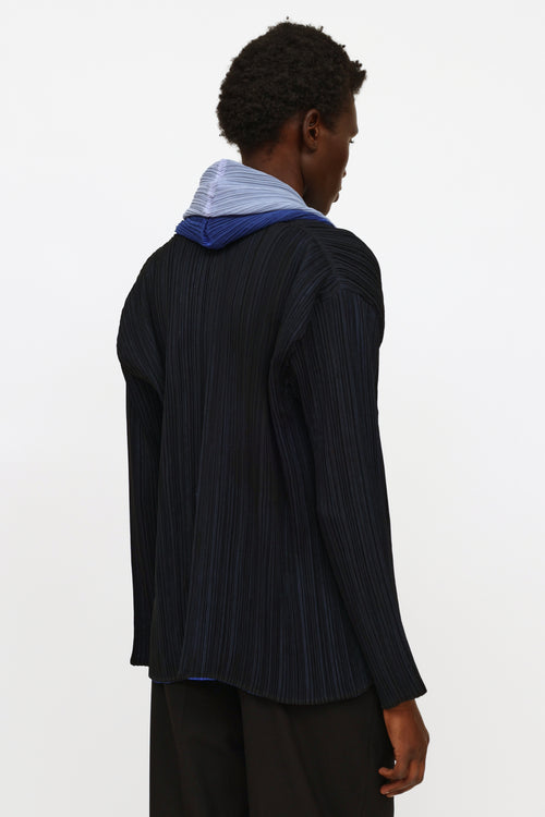 Issey Miyake Navy & Blue Pleated Cardigan
