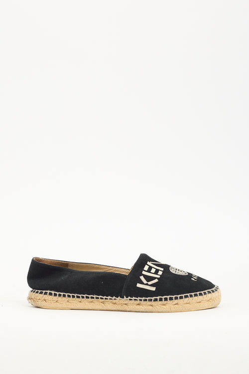 Kenzo Black Suede Espadrille Flat