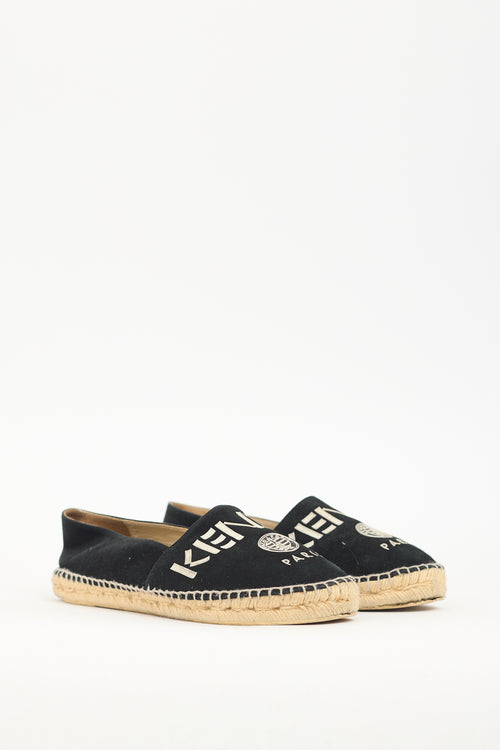 Kenzo Black Suede Espadrille Flat