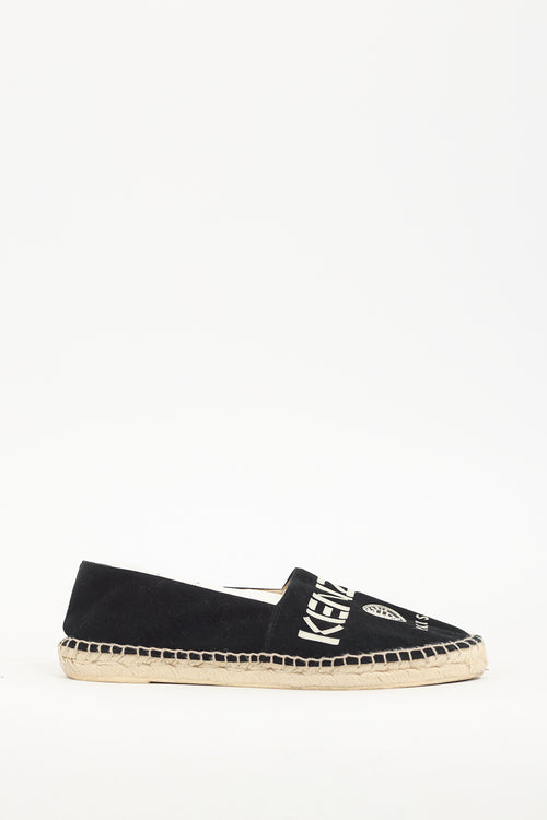 Kenzo Black Suede Espadrille Flat