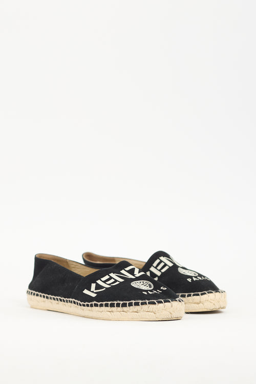 Kenzo Black Suede Espadrille Flat