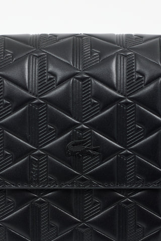 Lacoste Black Embossed Leather Maheki Bag