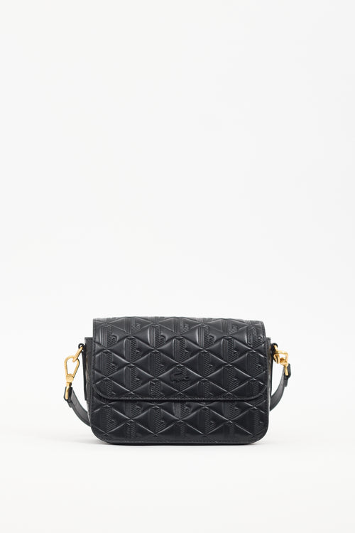 Lacoste Black Embossed Leather Maheki Bag