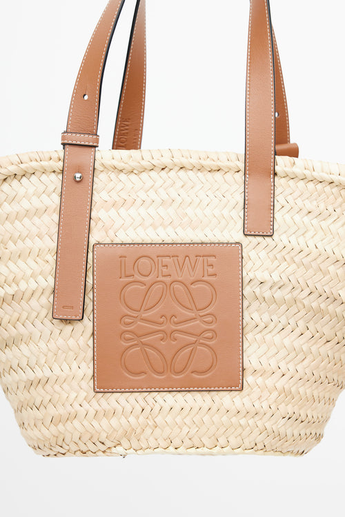 Loewe Brown Basket Woven Tote Bag