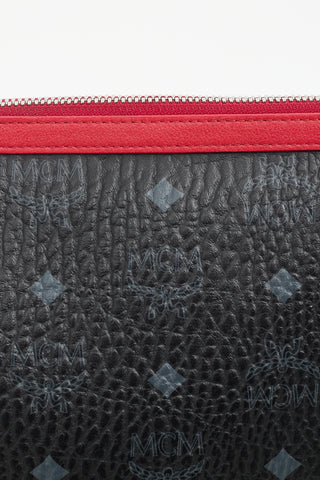 MCM Black & Red Monogram Crossbody Pouch