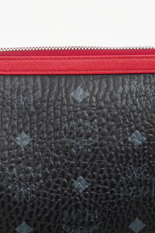 MCM Black & Red Monogram Crossbody Pouch