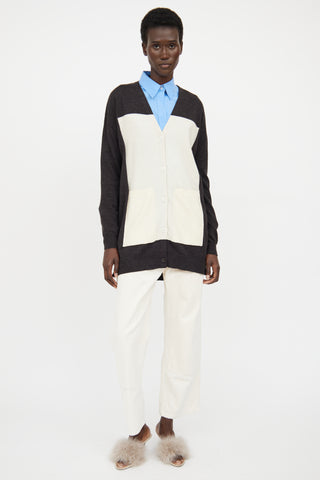 MM6 Maison Margiela Brown & Cream Button Cardigan