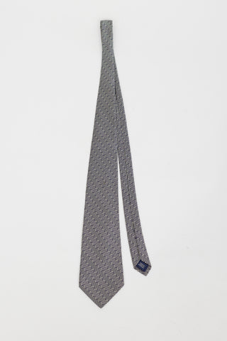 Ralph Lauren Polo Blue & White Line Pattern Tie