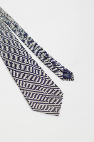 Ralph Lauren Polo Blue & White Line Pattern Tie