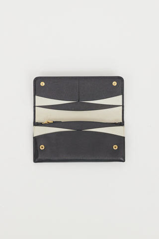 Prada Black & Grey Saffiano Leather Continental Flap Wallet