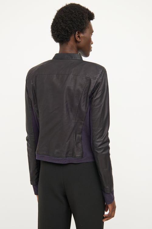 Prada Black Leather Long Sleeve Jacket