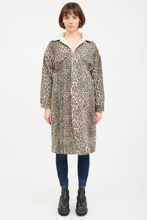 R13 Patterned Shearling Denim Coat