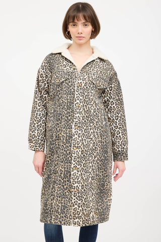 R13 Patterned Shearling Denim Coat