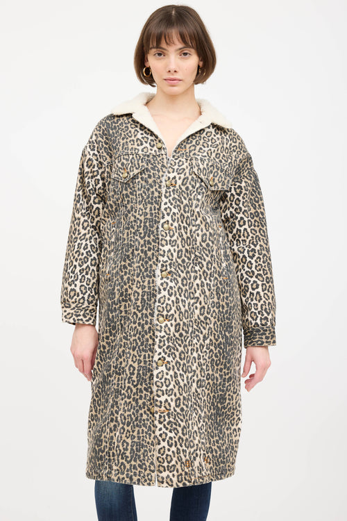 R13 Patterned Shearling Denim Coat