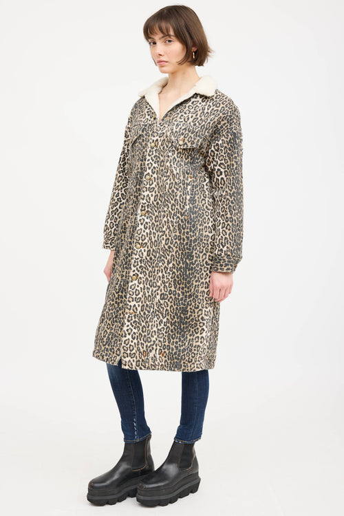 R13 Patterned Shearling Denim Coat