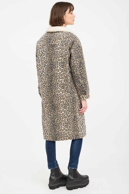 R13 Patterned Shearling Denim Coat