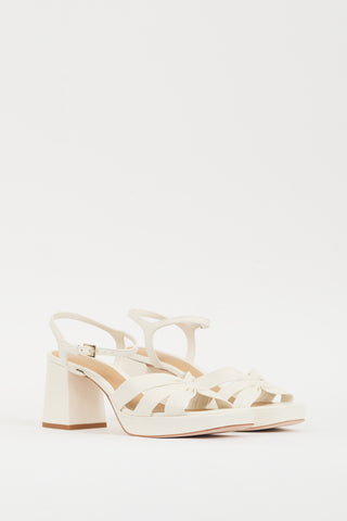 Reformation White Leather Maize Gathered Sandal