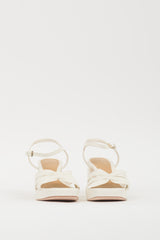 Reformation White Leather Maize Gathered Sandal