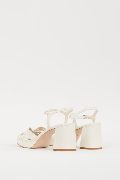 Reformation White Leather Maize Gathered Sandal
