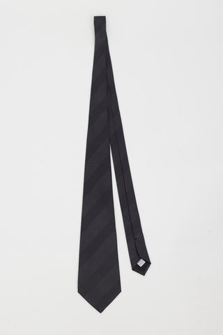 Saint Laurent Black Stripe Pattern Tie