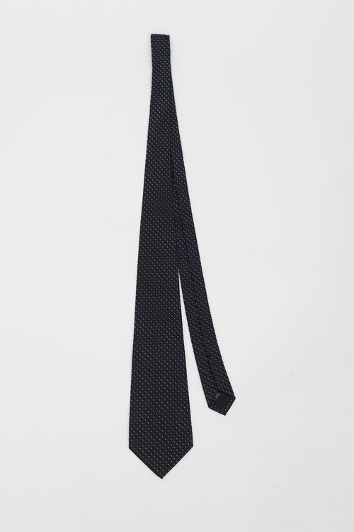 Saint Laurent Black Stripe Dash Pattern Tie