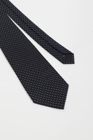 Saint Laurent Black Stripe Dash Pattern Tie