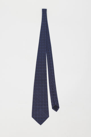 Saint Laurent Blue & Black Square Pattern Tie