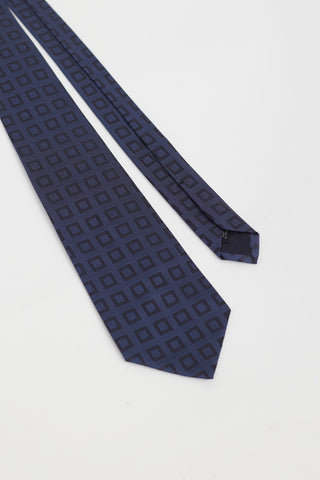 Saint Laurent Blue & Black Square Pattern Tie