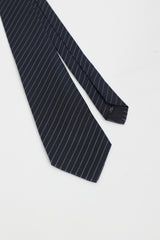 Saint Laurent Black & Grey Stripe Silk Tie