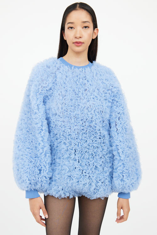 Selezza Blue Tulle Long Sleeve Bodysuit