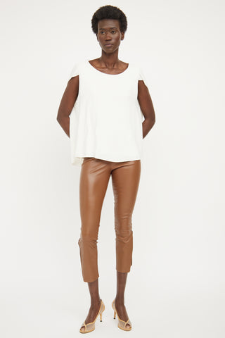 The Row Cream Layered Short Sleeve Top