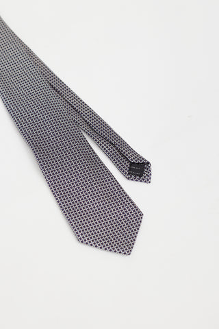Tom Ford Navy & White Square Print Tie