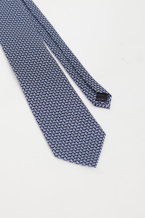 Tom Ford Navy & Black Houndstooth Tie