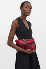 Jimmy Choo Red & Black Patent Leather Marbled Clutch