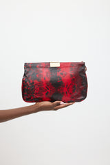 Jimmy Choo Red & Black Patent Leather Marbled Clutch