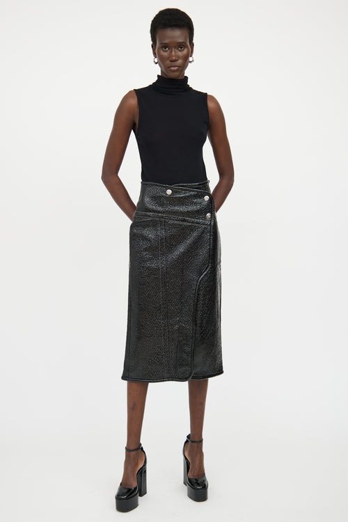 Yigal Azrouel Black Patent Leather Midi Skirt