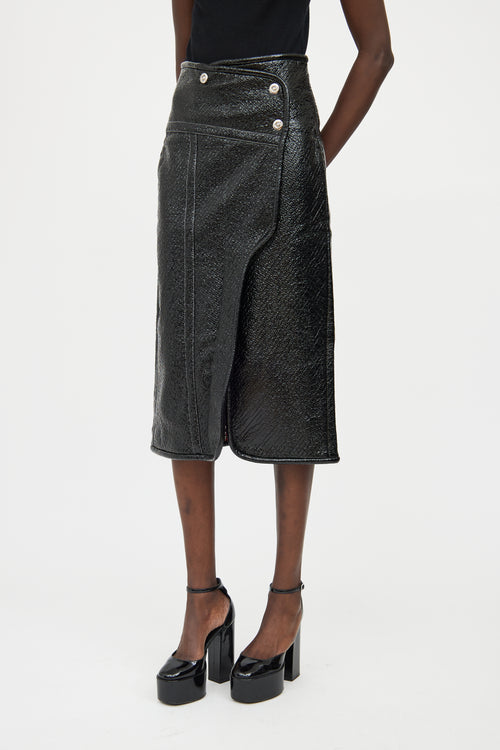 Yigal Azrouel Black Patent Leather Midi Skirt