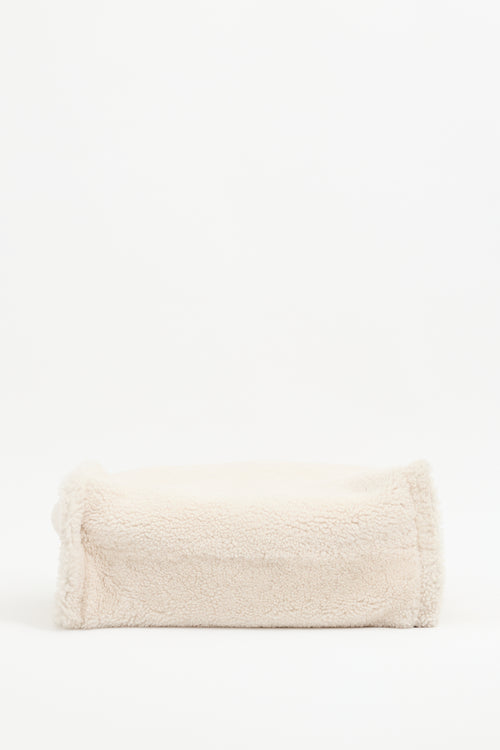 Yves Salomon Cream Shearling Tote Bag