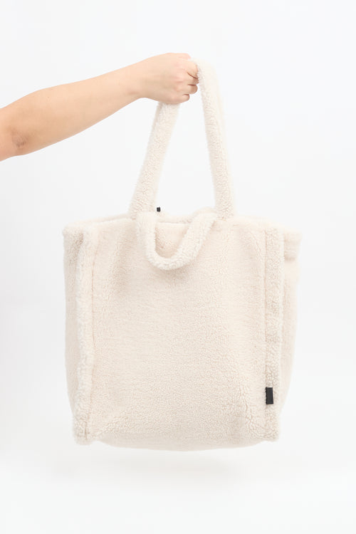 Yves Salomon Cream Shearling Tote Bag