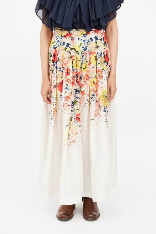 Zimmermann Red & Yellow & White Floral Skirt