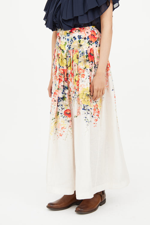 Zimmermann Red & Yellow & White Floral Skirt